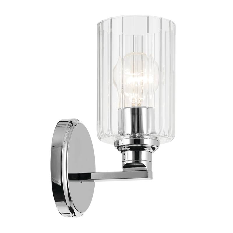 Kichler Lighting Gioe 9.5" 1-Light Wall Sconce with Clear Fluted Glass in Chrome
