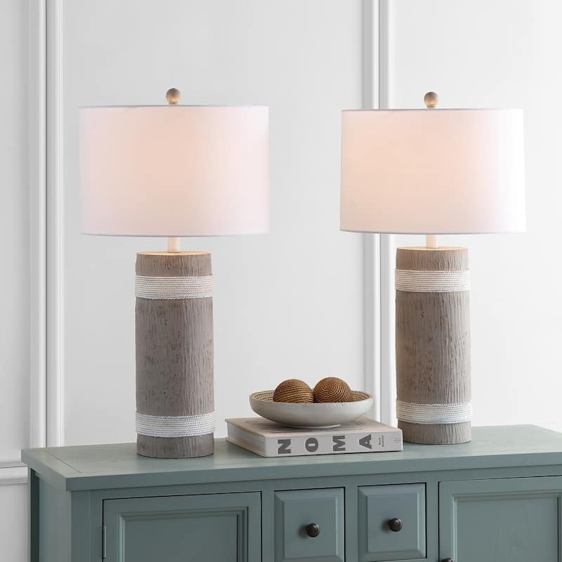 SAFAVIEH Lighting Karen 29-inch Brown/ White LED Table Lamp (Set of 2) - 15"x15"x28.5" - 15Wx15Dx29H
