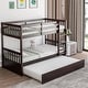 preview thumbnail 12 of 18, Costway Twin Over Twin Bunk Bed with Twin Trundle Solid Wood Frame - See Details