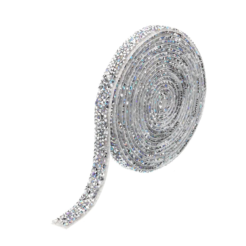 3 Yards Resin Rhinestone Ribbon Crystal Strips Self Adhesive, AB