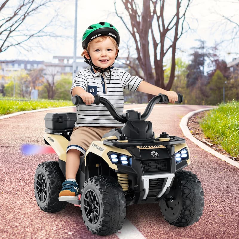 6V Kids Ride On ATV with Spray Function and Storage Box with Music - 27" x 16" x 17" (L x W x H)