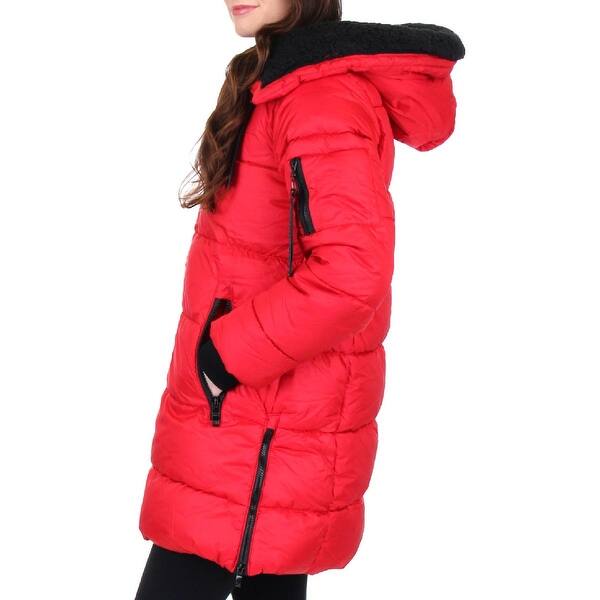 Shop Steve Madden Women S Insulated Sherpa Hooded Winter Puffer