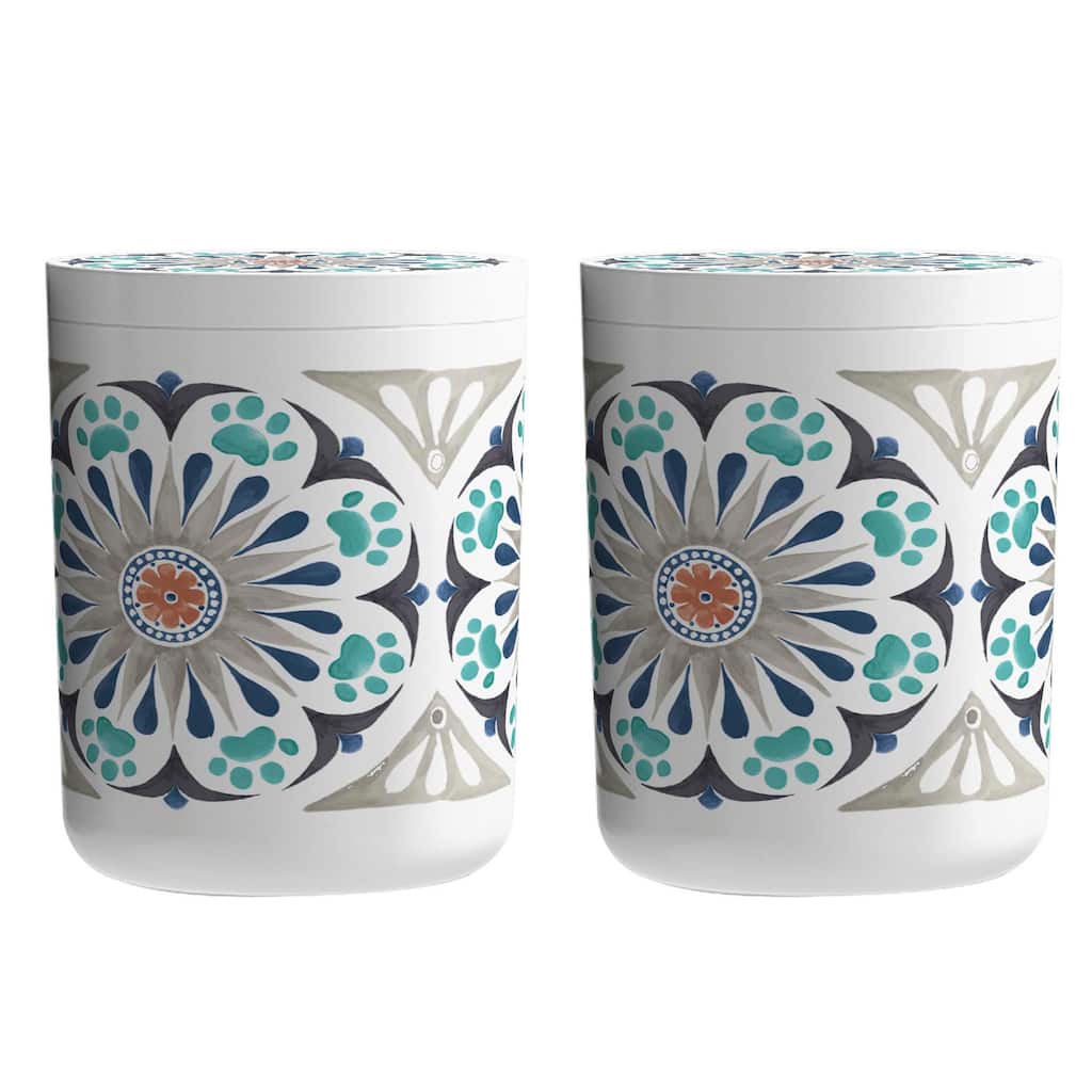 Abode Homewares Carmel Medallion Melamine Pet Treat Jar - 5.6"W x 5.6"D x 7.3"H - Gray - Set of 2