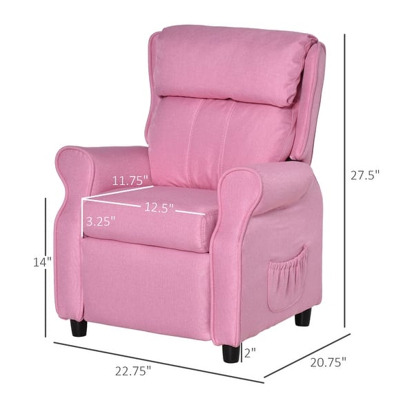 dimension image slide 1 of 3, Kids Recliner Chair Children Sofa Angle Adjustable Single Lounger Armchair Gaming Chair with Footrest 2 Side Pockets