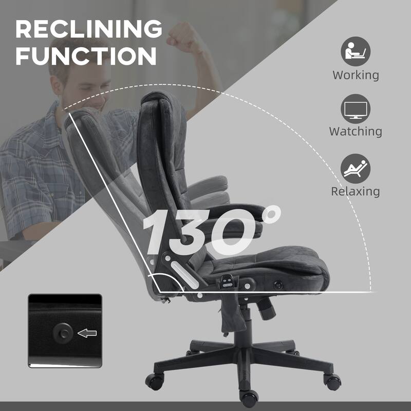 Ergonomic Heated Massage Office Chair Reclining High Back Executive Seat with 6 Point Vibration and Adjustable Height