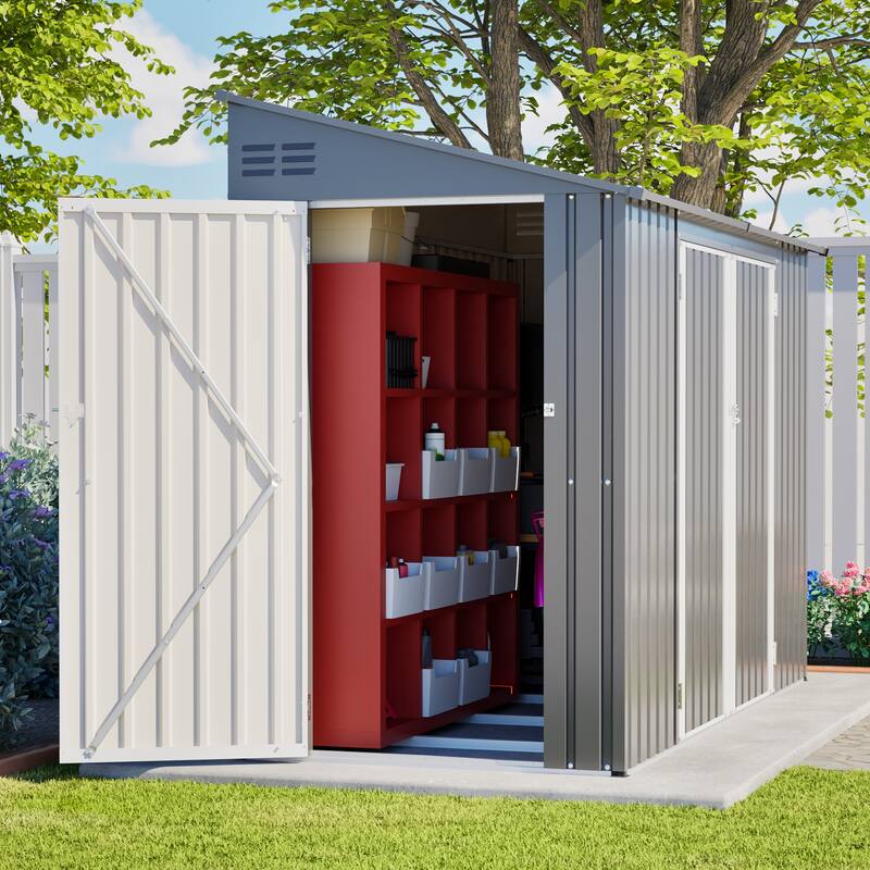 GDFStudio - Lucas All-Weather Outdoor Heavy Duty Metal Storage Shed with Robust Construction and Easy Assembly