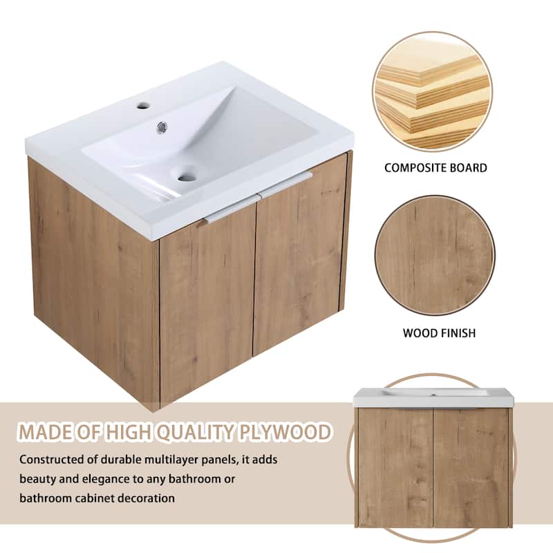 Bathroom Vanity With Sink In 24/30/36 Inch, Floating Bathroom Vanity With Soft Close Door