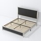 preview thumbnail 4 of 7, King Size Platform Bed Frame with Headboard, Upholstered Bed Frame with Charging Station and LED Lights, Wood Slats, Dark Grey