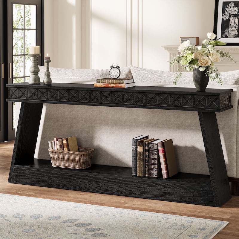 70.87-Inch Extra Long Entryway Table, 2-Tier Narrow Console Table with Storage - 70.87"D x 11.81"W x 31.5"H