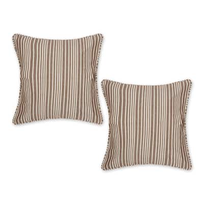 Avocado Chambray Stripe Recycled Cotton Pillow Cover 18x18 (Set of 2)