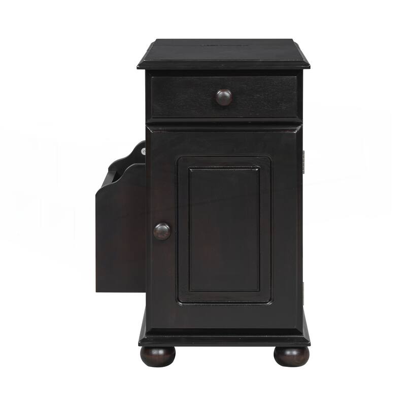 Vintage End Table Flip Top Side Table with USB Ports
