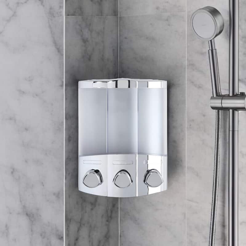 HomeRoots Gray Heavy Duty Plastic Three Chamber Wall Mount Soap Dispenser - 7' X '8.75' X '3.75 - Gray - 7' X '8.75' X '3.75