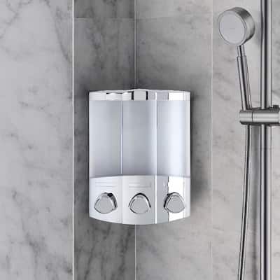 HomeRoots Gray Heavy Duty Plastic Three Chamber Wall Mount Soap Dispenser - 7' X '8.75' X '3.75