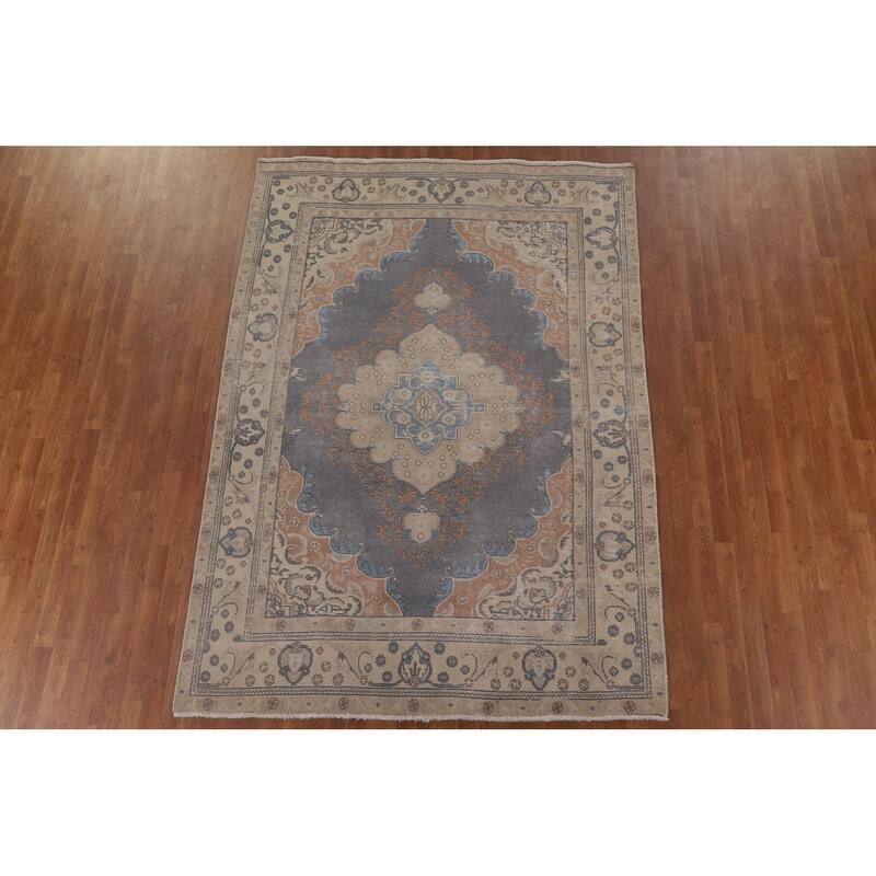 Over-Dyed Tabriz Persian Antique Area Rug Handmade Wool Carpet - 6'7" x 9'6"