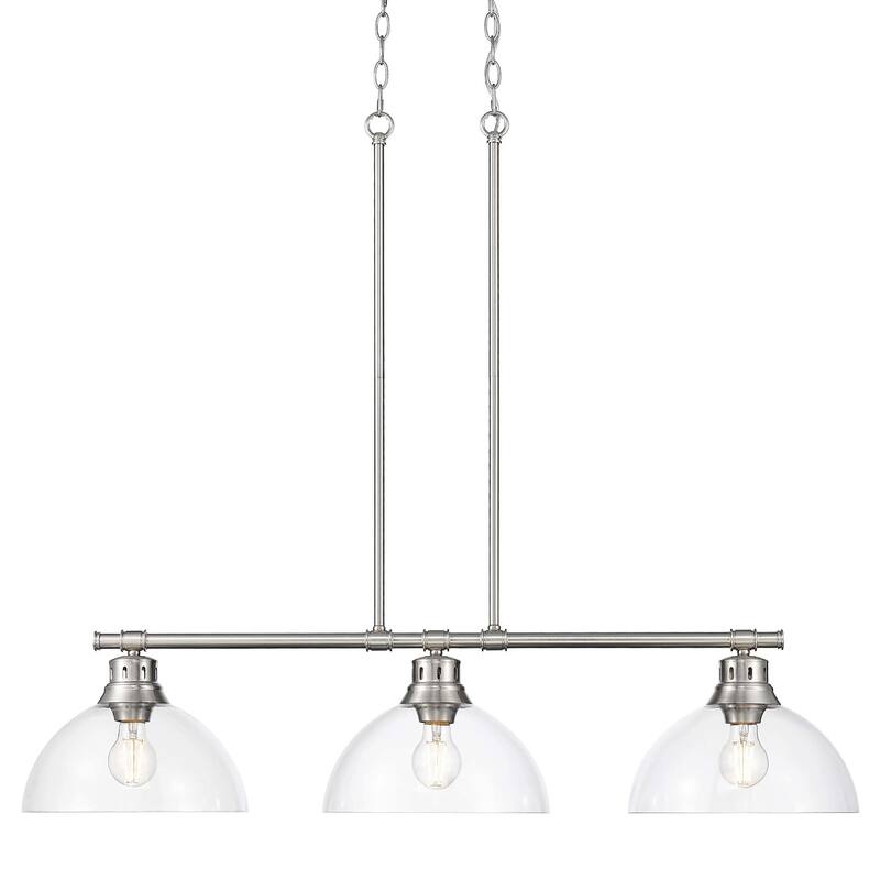 Golden Lighting 3602-3LP PW Duncan 3 Light 40" Wide Linear Pendant - Pewter / Clear