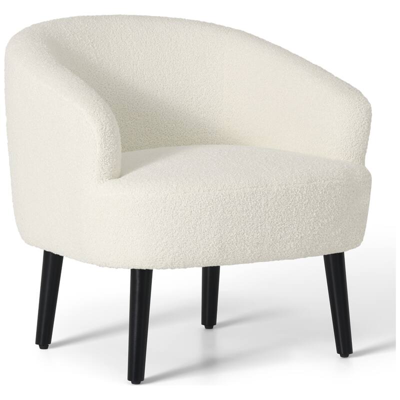 Bayville Sherpa Polyester Upholstered Barrel Chair - Faux Shearling