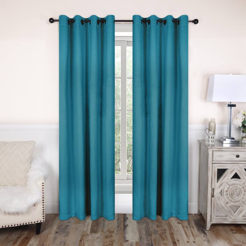 Modern Solid Room Darkening Blackout Curtains, Rod Pocket, Set of 2 - 2PC- 52" X 63" - Aqua