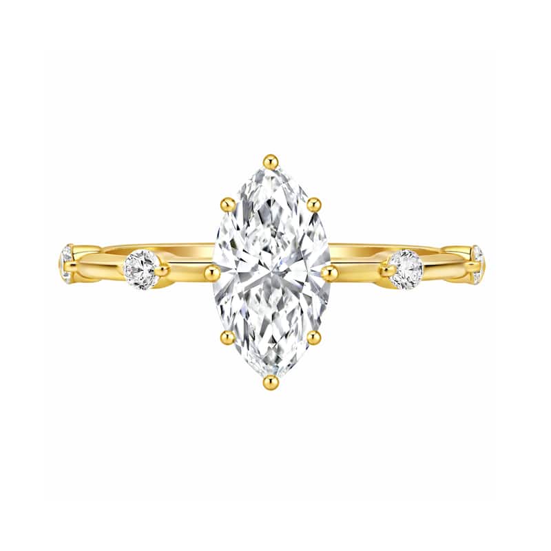 Auriya 14K Gold Tapered Marquise Lab Grown Diamond Engagement Ring 1.12 - 5.28ct. tw. (F-G, VS)