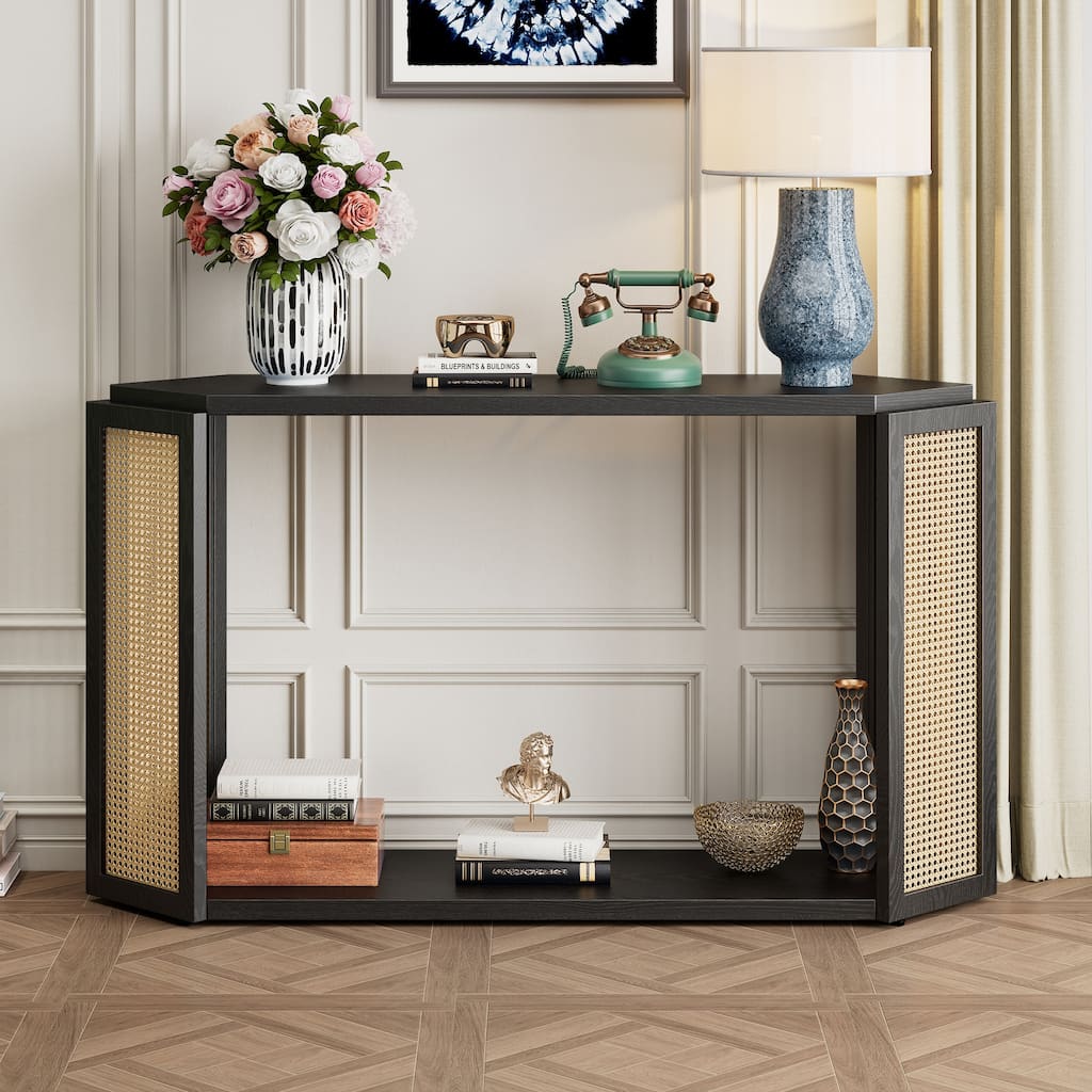 Narrow Console Table Entryway Table Sofa Table with Open Shelf