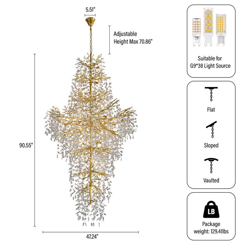 KAYLA 39.3-90.5in HorseshoeMountain ShapeChandelier