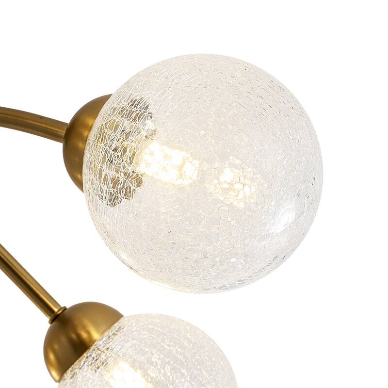 Modern Crackle Glass Globe Round Sputnik Ceiling Light 27in