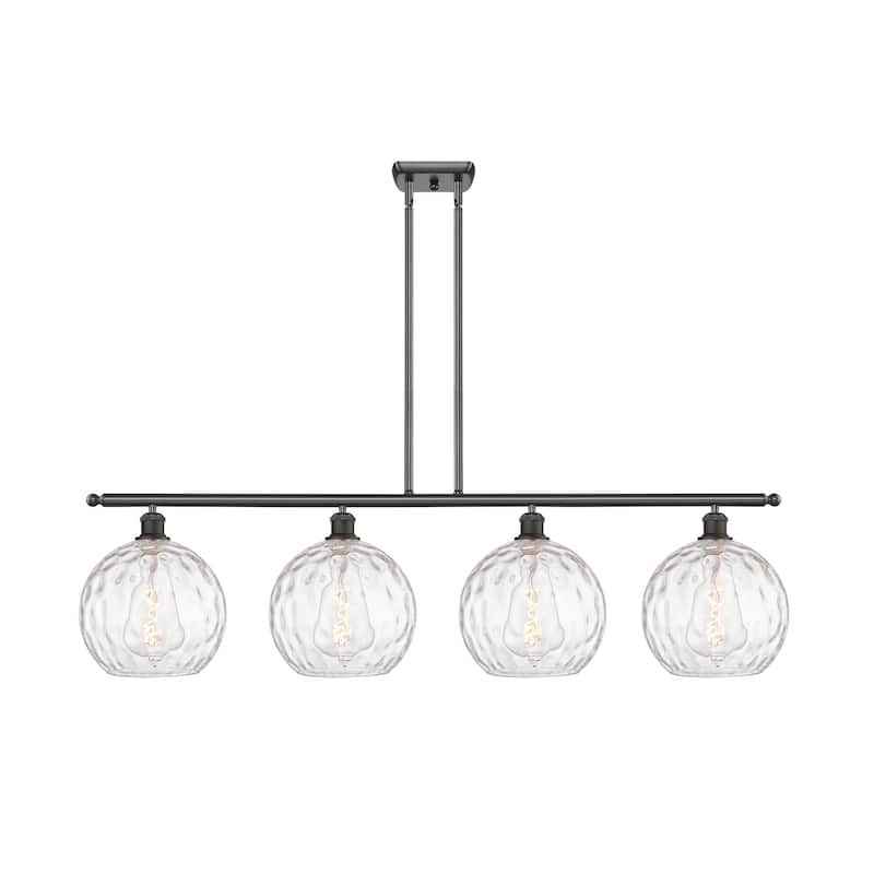 Innovations Lighting Athens Water Glass - 4 Light 48" Island Light - Clear Water Glass/Oil Rubbed Bronze