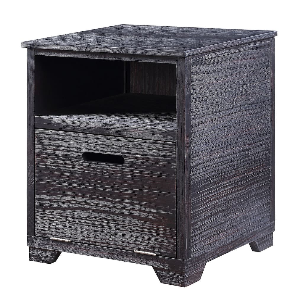 Bryson Antique Black End Table with Drop-Down Door