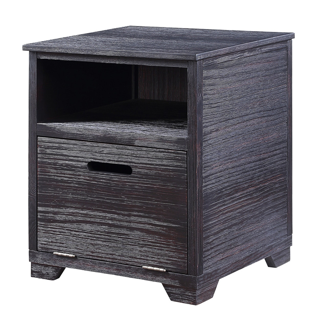 Bryson Antique Black End Table with Drop-Down Door