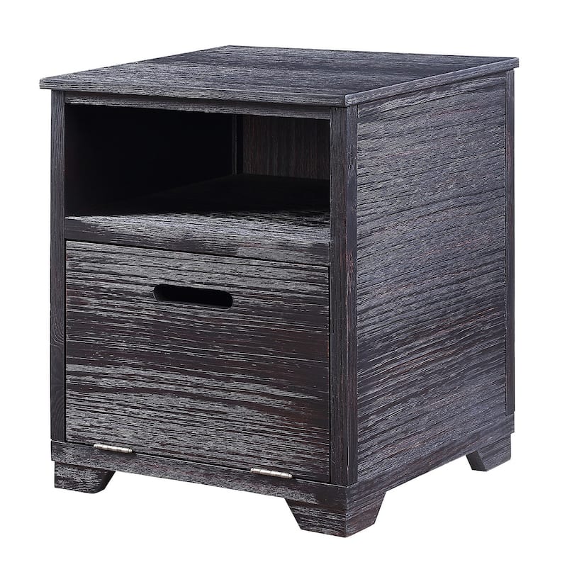 Bryson Antique Black End Table with Drop-Down Door