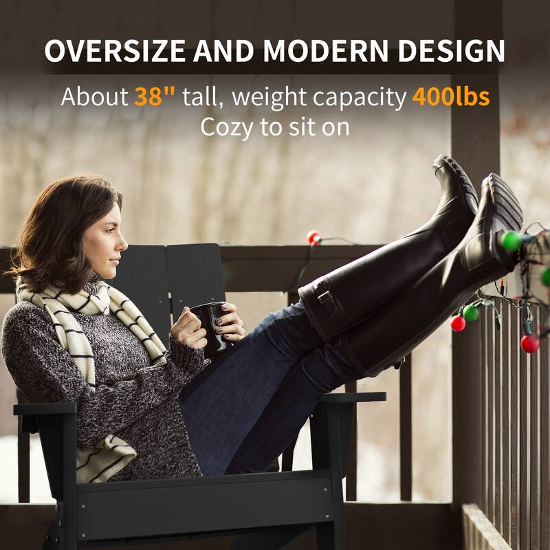 WINSOON Adirondack Chair Weather Resistant with Cup Holder