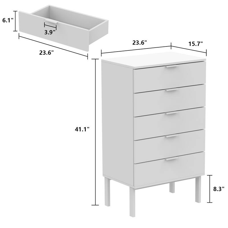 5-drawer Storage Chest Bedroom Nightstand Gadgets Cabinet
