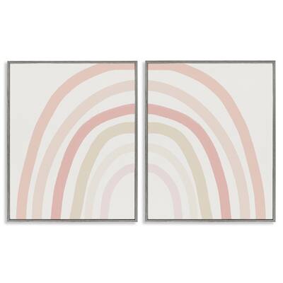 Stupell Children's Soft Pastel Rainbow Shape Pink Beige Arches 2pc Multi Piece Framed Wall Art Set