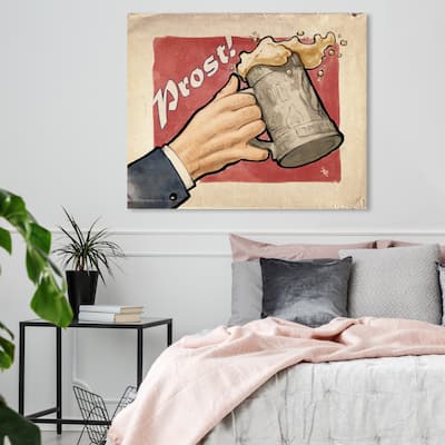 Oliver Gal 'Bier! II' Advertising Wall Art Canvas Print - Red, Gray