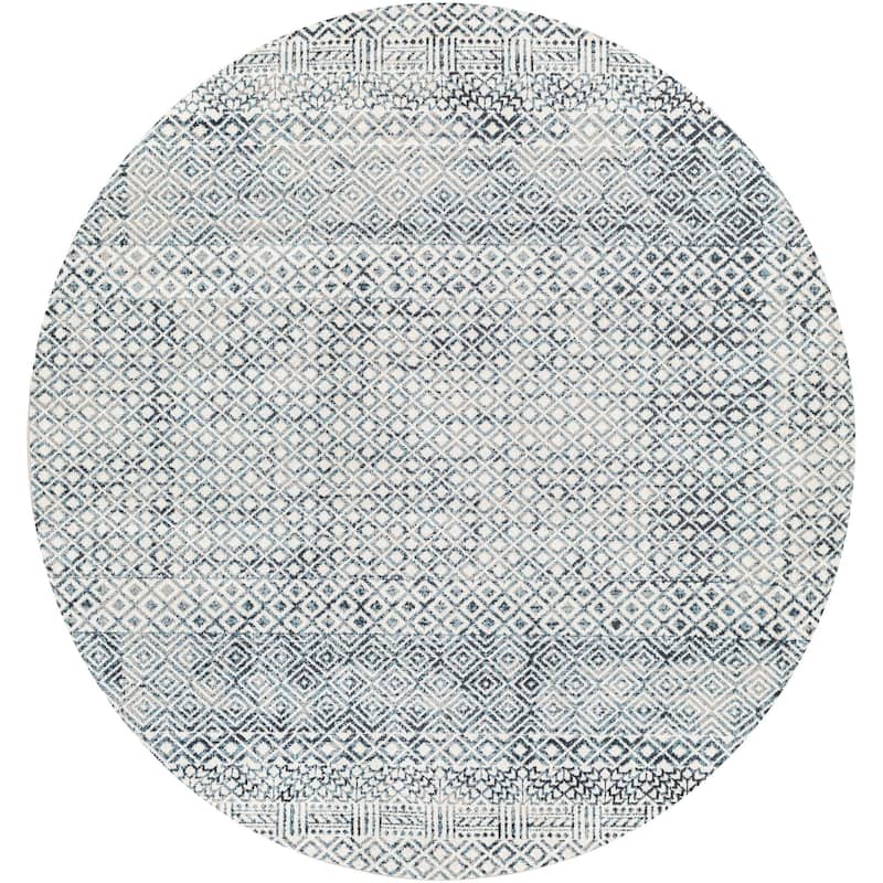 Livabliss Lavadora Global Machine Washable Area Rug - Ink Blue - 6'7" x 6'7" Round