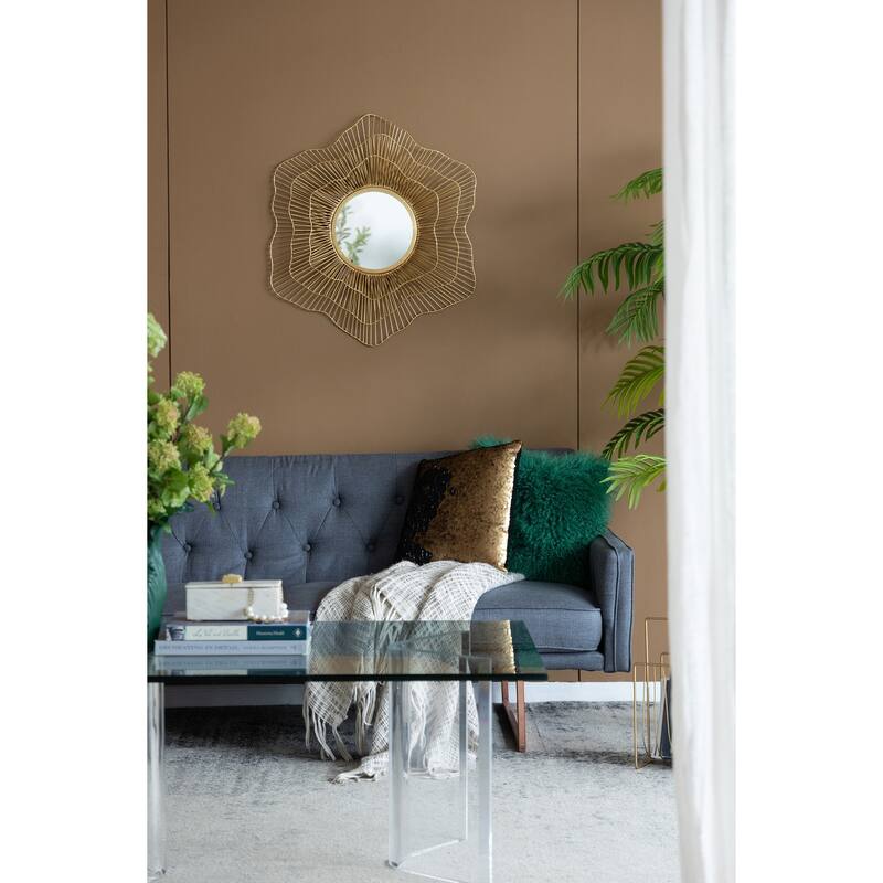 Metal Wall Mounted Mirror - Home Decor for Bathroom, Living Room - Gold