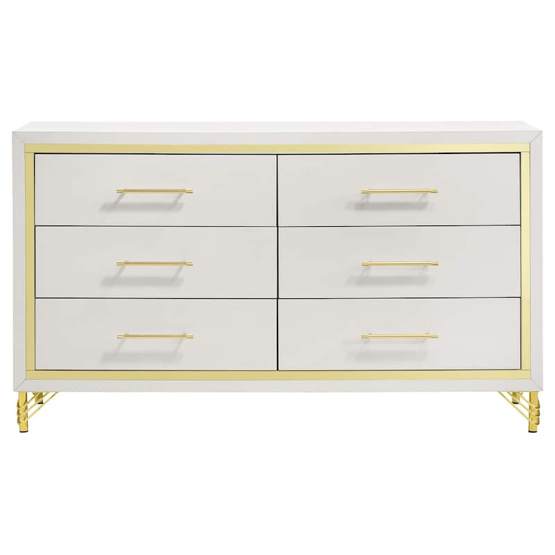 Lucia Modern Classic 6-drawer Dresser White