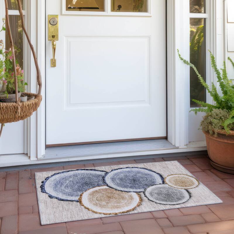 Alfiv Nature Weather Resistant Blended Style Outdoor Rug