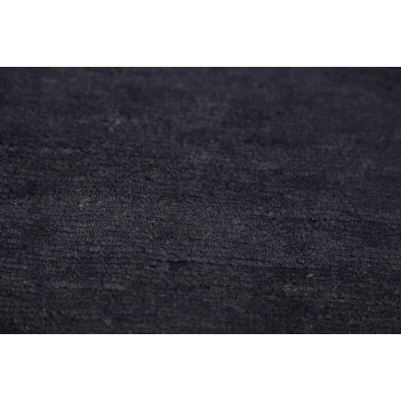 Navy Blue Gabbeh Modern Area Rug Handmade Wool Carpet - 5'6" x 7'10"