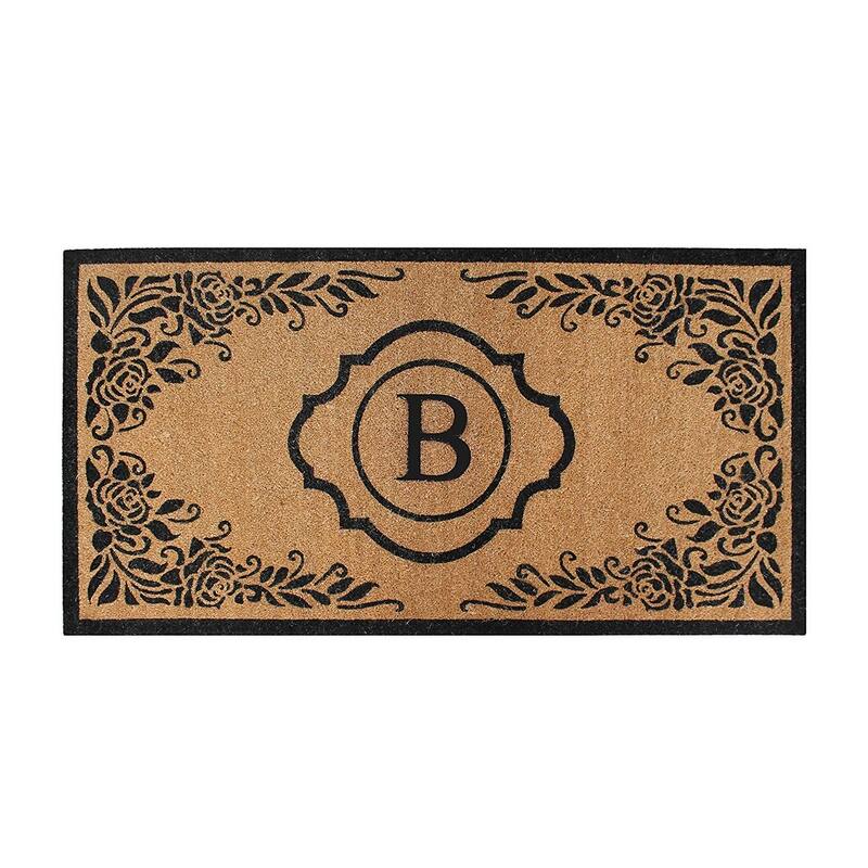 A1HC Hand Crafted Entry Flocked Coir Monogrammed Welcome Entrance Doormat 36"x72" - B