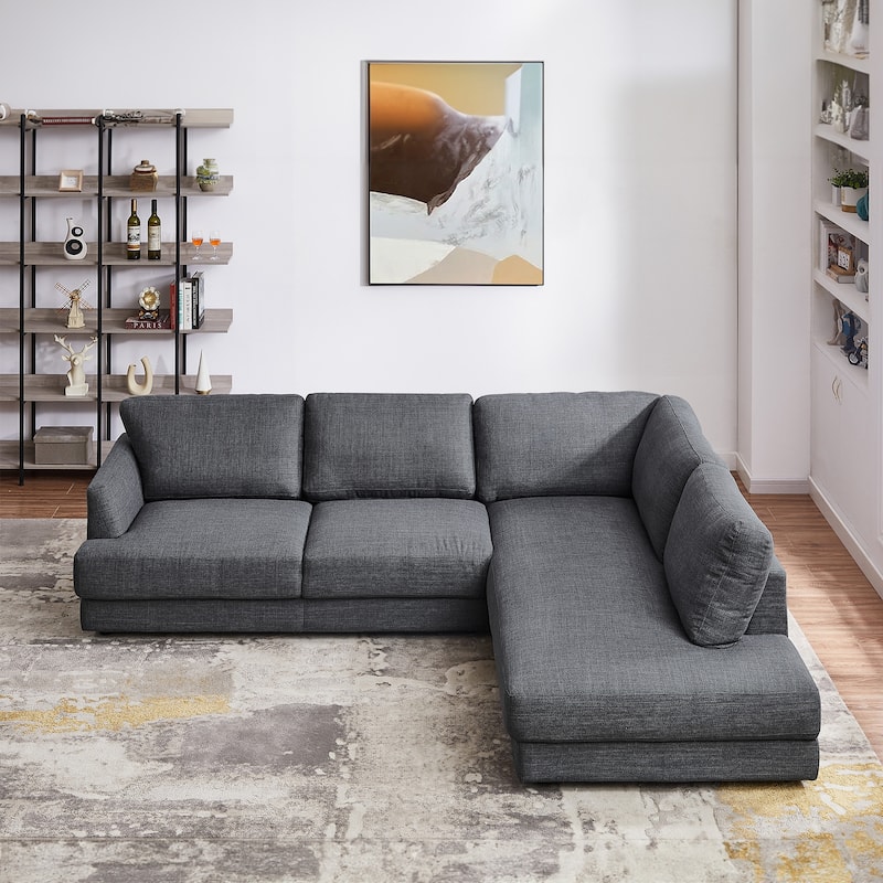Gloria Mid-century Modern Cozy Sectional Linen Sofa
