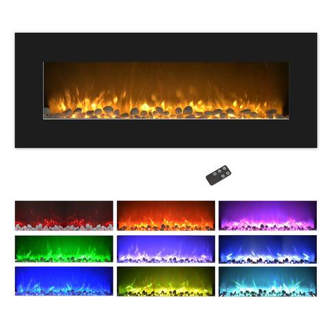 50" Electric Fireplace Wall Mount (Black)