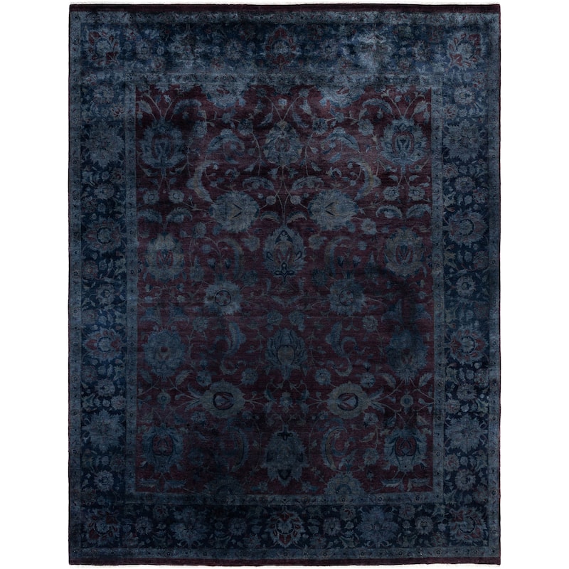 Overdyed One-of-a-Kind Hand-Knotted Area Rug - Black - 7' 10" x 10' 4"