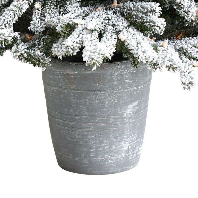 6Ft Artificial Christmas Tree with Lights & Planter - Pine Tree Holiday Decor - Green - 72