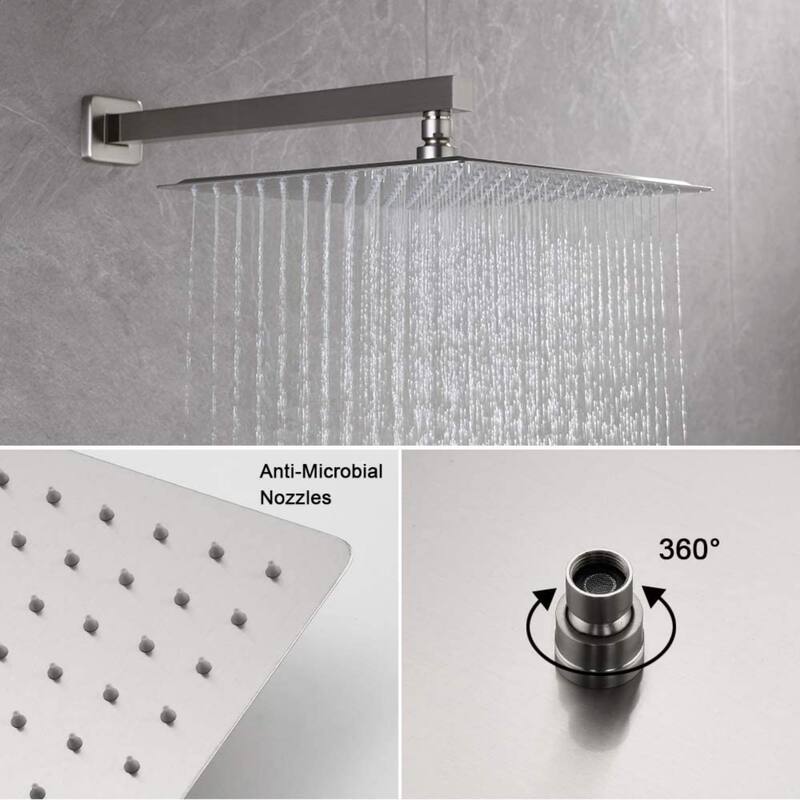 CLihome 12" Square Rainfall Shower head and Handheld Shower Head Set