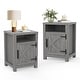 preview thumbnail 1 of 7, Farmhouse Grey Barn Door Nightstand Bedside Table Set of 2 with Open Compartment