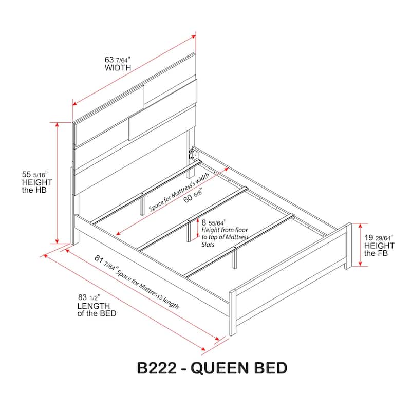Dawson Light Brown Wood Bed with LED Lighting and Modern Panel Design