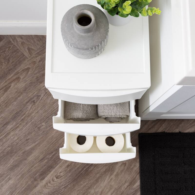 IRIS USA® Nesting Stacking Narrow Chest 15 Qt - White - Set of 2
