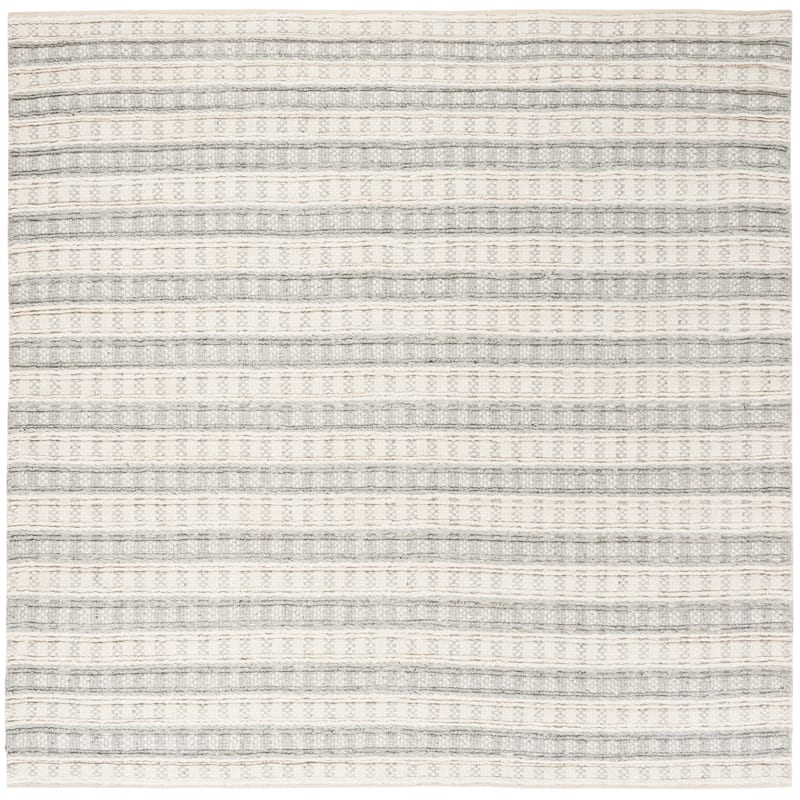 SAFAVIEH Handmade Natura Begum Wool Rug - 6' Square - Grey/Ivory