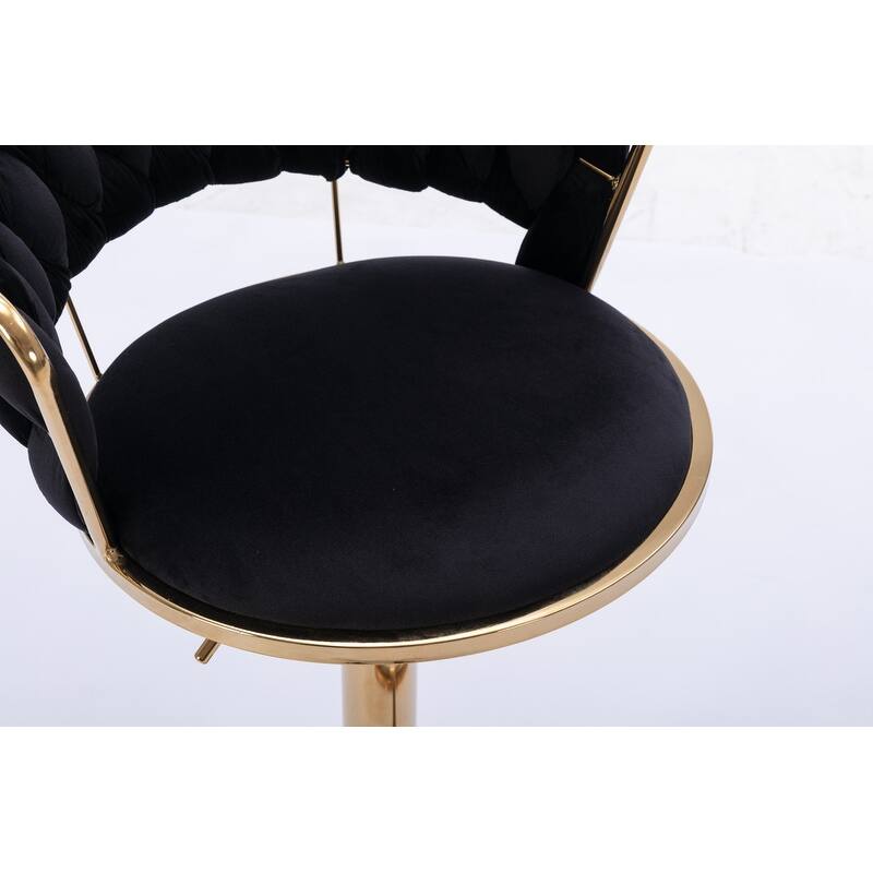 Modern and Luxury Bar Stools With Back And Footrest(Set of 2)Black - Set of 2