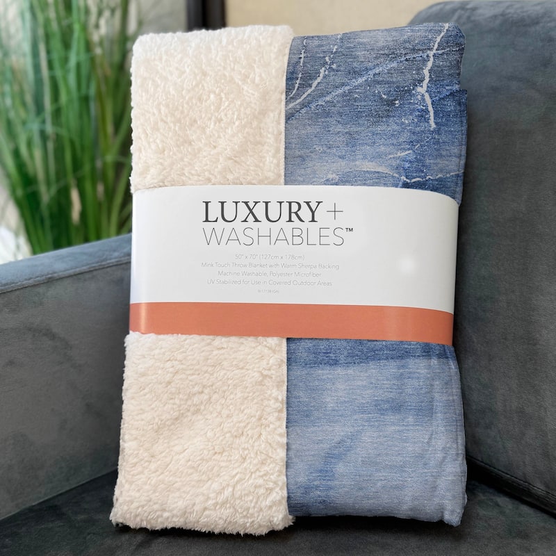 Premium Machine Washable Abstract Contemporary Sherpa Throw Blanket